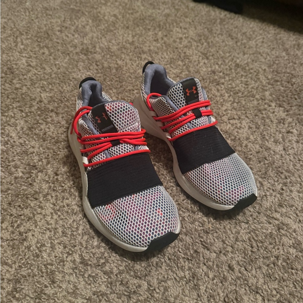 Under Armour Charged Breathe Lace Athletic Shoes- Mineral Blue/ dark coral